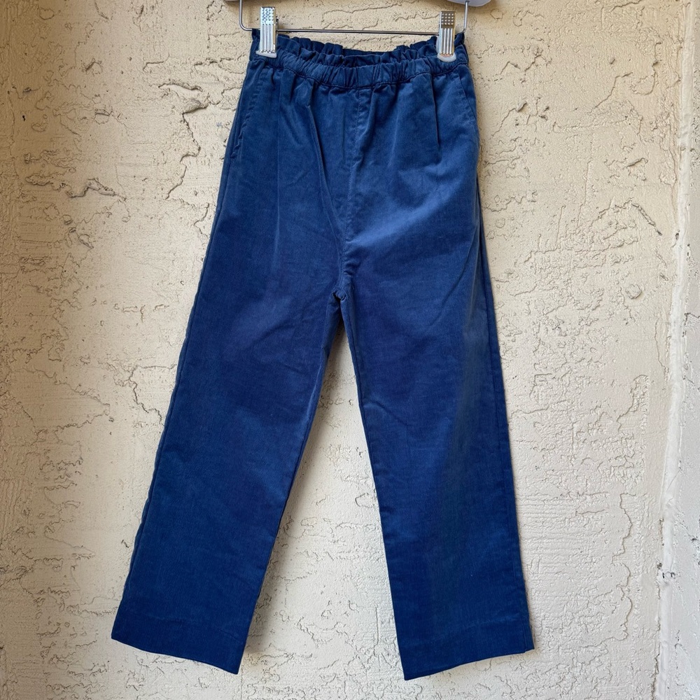 NWT Edgehill Collection Girls Corduroy Velvet Pants Sz 6x Blue Pull-On Pockets